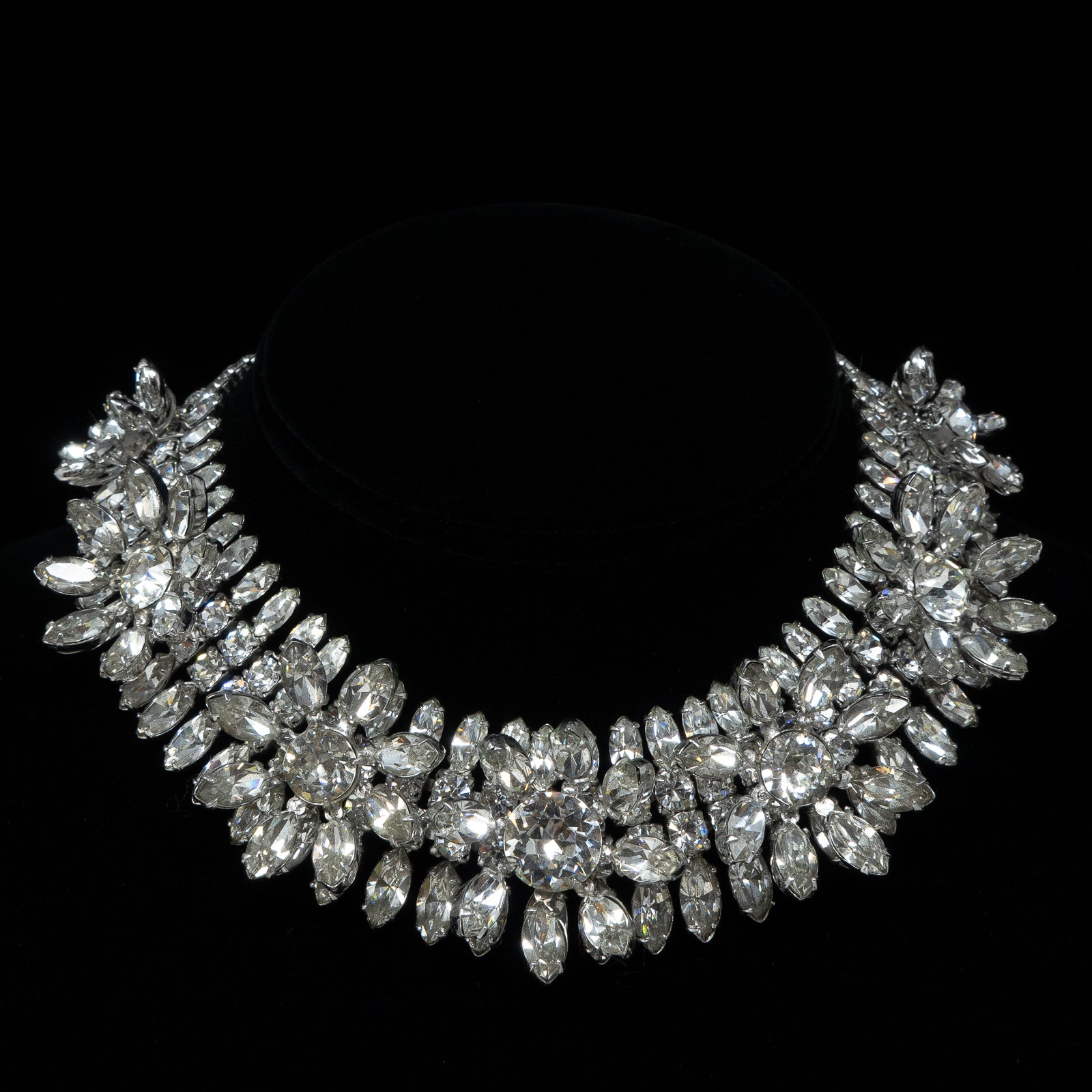 Vintage Rhinestone Necklace, Choker Necklace, Clear R… - Gem